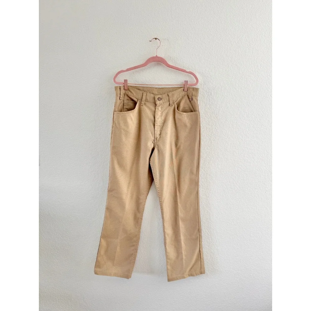 Levi's Sta-Prest Trousers Mens 33x29 Tan Vintage Woven Straight‎ Leg Black Tab
